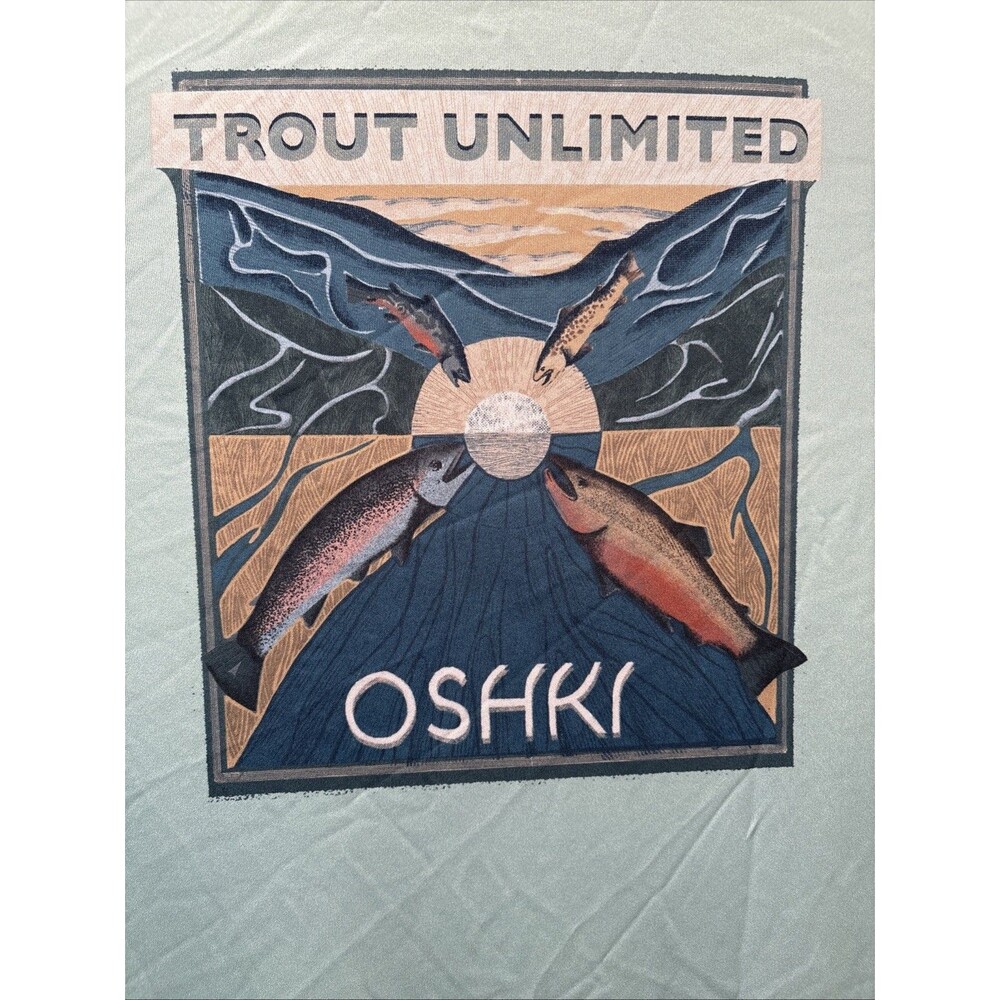 RARE Trout Unlimited Fishing Hoodie Sun Wind Shirt Oshki Performance XL NWOT